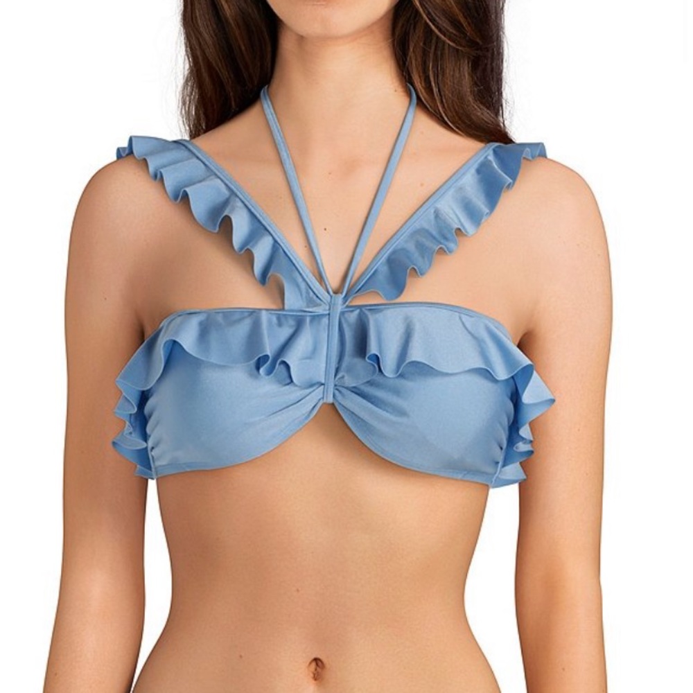 Chelsea & Violet Blue Ruffle High Waist Swimsuit